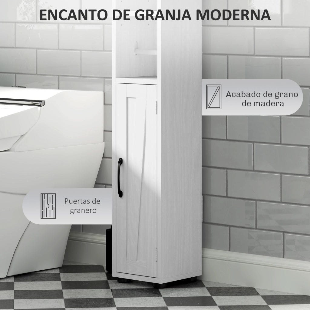 Colonna Bagno con 2 Ante e Ripiani Ajustabili ¨C Zephmum ¨C 20x20x185 cm Bianco