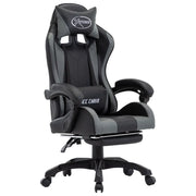 Sedia da Gaming con Poggiapiedi Grigia e Nera in Similpelle