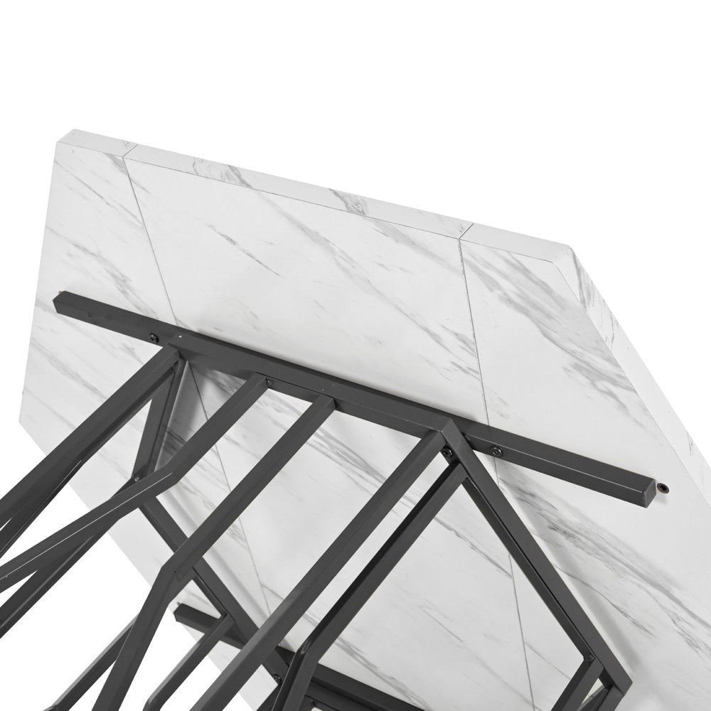 Set Tavolo da Pranzo Esagonale con 4 Sedie ¨C Xylo ¨C Piano Marmo, Velluto Grigio