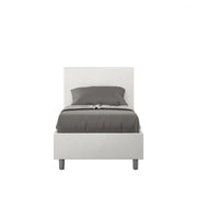 Letto imbottito Singolo 80x210 cm Adele - Bianco,Similpelle,Contenitore