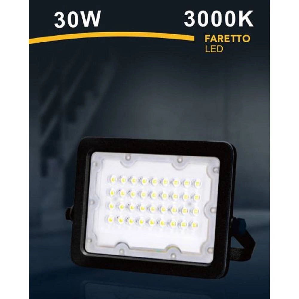 Trade Shop - Faro Faretto Led Proiettore Esterno Nero 30w Ip65 Luce 6500k 4000k 3000k Fs30w-n - -bianco Caldo      -