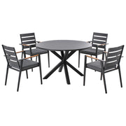 Set da pranzo da giardino a 4 posti con tavolo in alluminio e piano grigio con sedie con cuscini giardino terrazzo elegante