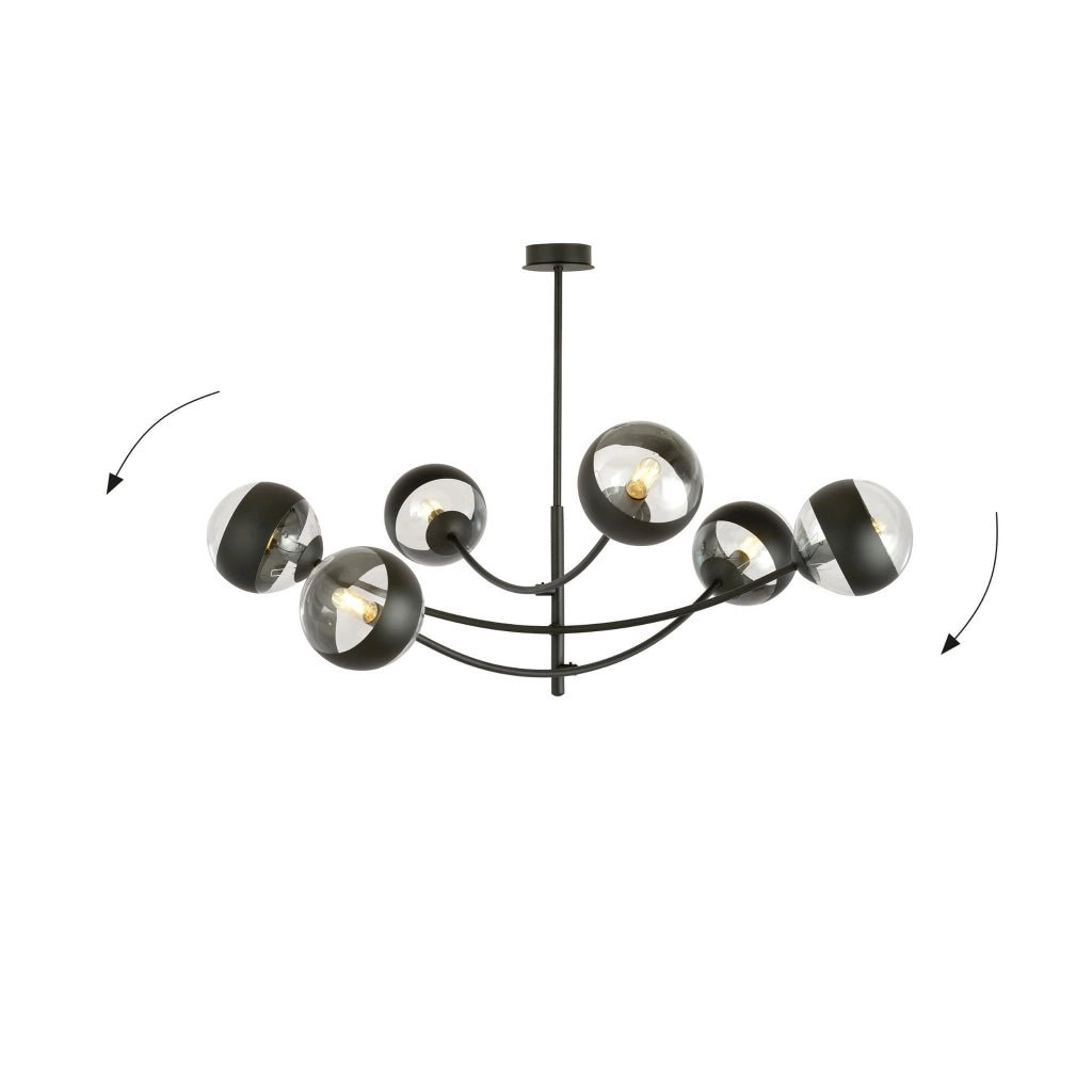 Lampadario Emibig Hunter 6xE14 nero/vetro trasparente