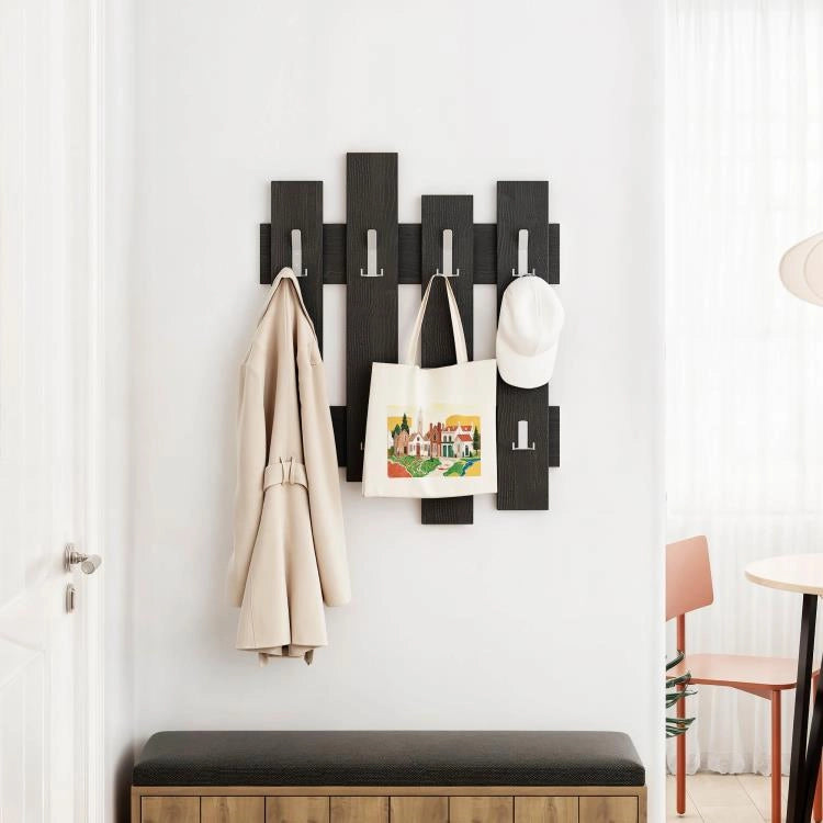 Appendiabiti da Muro 64x4x79 cm Attaccapanni con Montaggio a Parete in Legno Nero