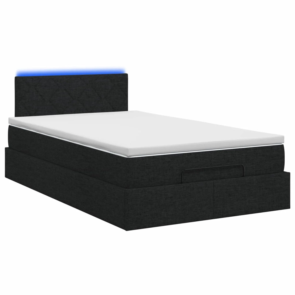 Letto Ottomano con Materasso e LED Nero 120 x 190 cm Tessuto 3458140