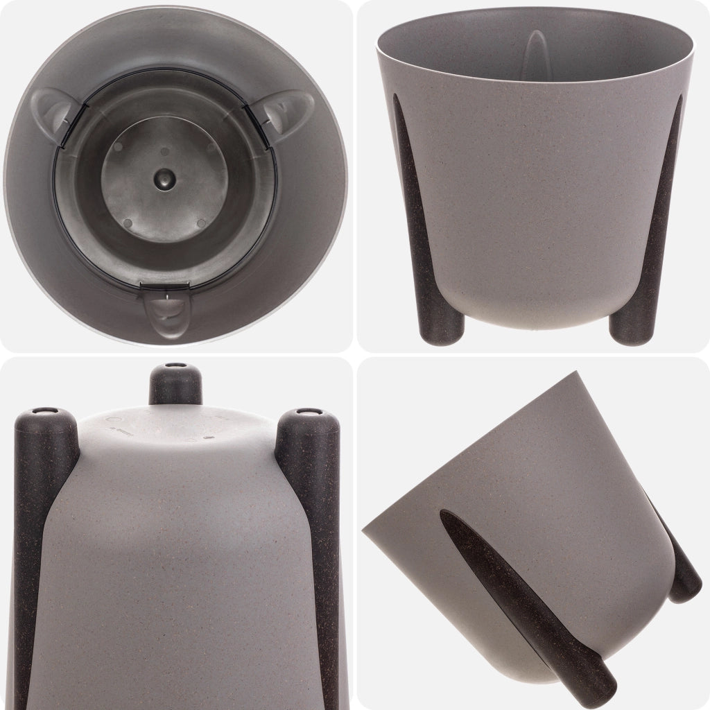 Vaso da fiori KADAX, coprivaso, con gambe, con inserto, moderno, grigio, 21 cm
