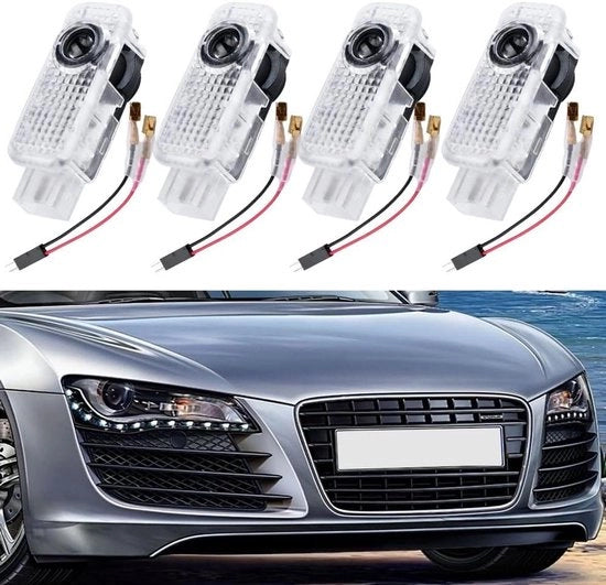 Accessori di illuminazione per auto interno con proiettore LED a 4 pezzi per illuminazione di portiera Audi.