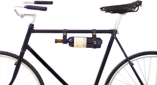 Sistema di Trasporto Vino con Sostegni Bottiglia Perfetto per la Creazione di un Sistema di Trasporto Vino - Nero Pelle - Accessorio per Bicicletta