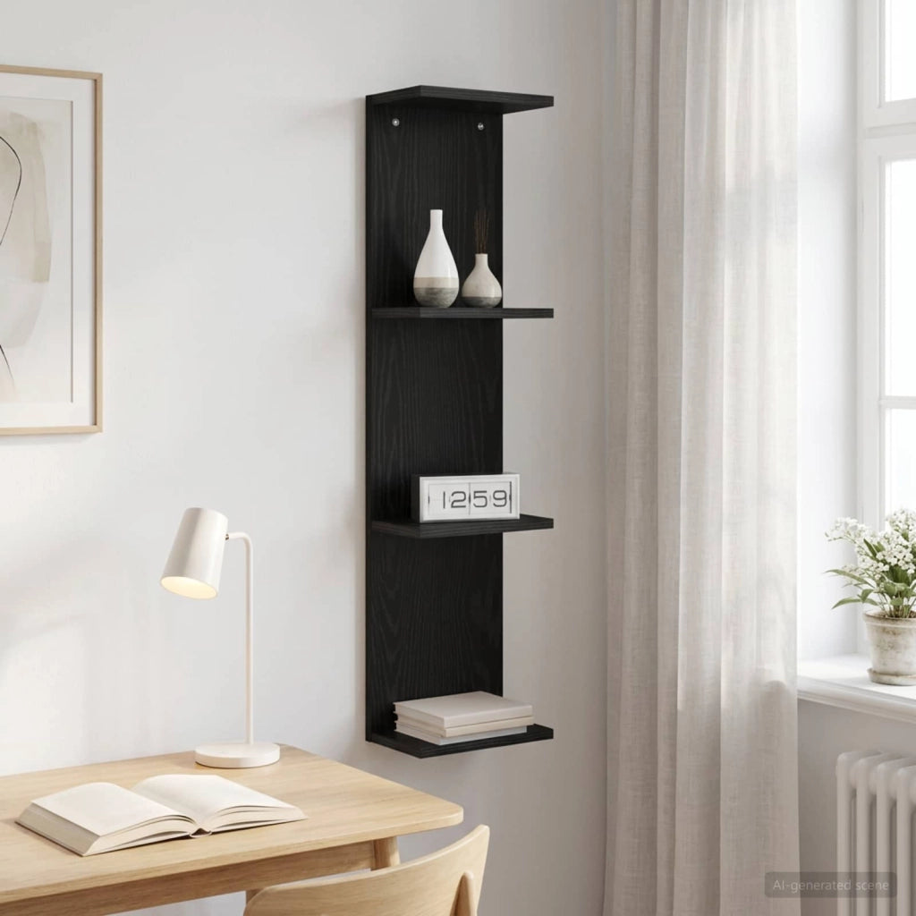 Scaffale da parete Rovere Nero 22 x 15 x 100 cm 8012438