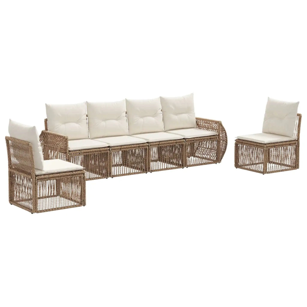 Set Divano da Giardino 6 pcs Beige e Bianco Crema polyrattan 3435381