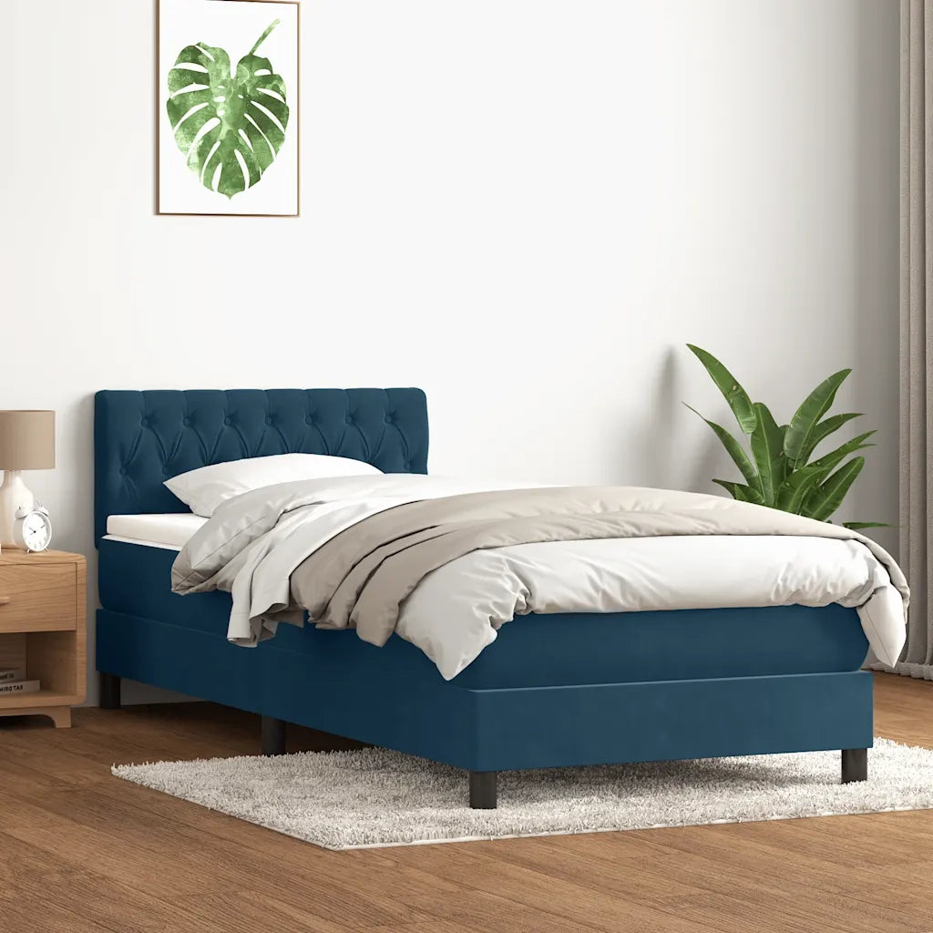 Giroletto a Molle con Materasso Blu Scuro 80x210 cm Velluto 3316477