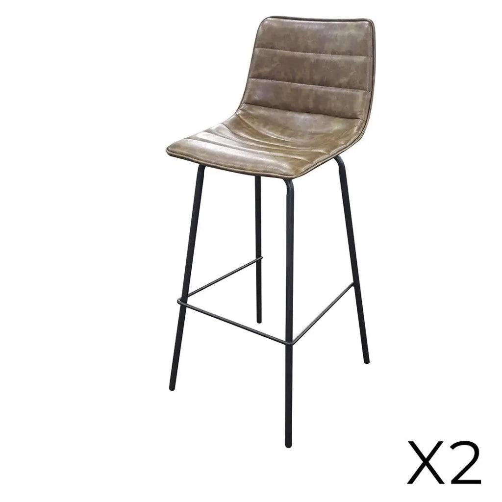 Set di 2 sgabelli da bar con schienale in effetto pelle di tiglio collezione NETS - Stile industriale