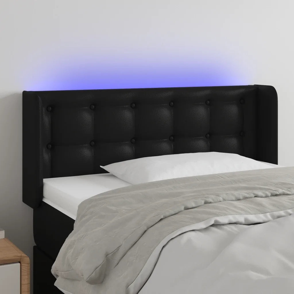 Testiera | Testata a LED Nera 103x16x78/88 cm in Similpelle