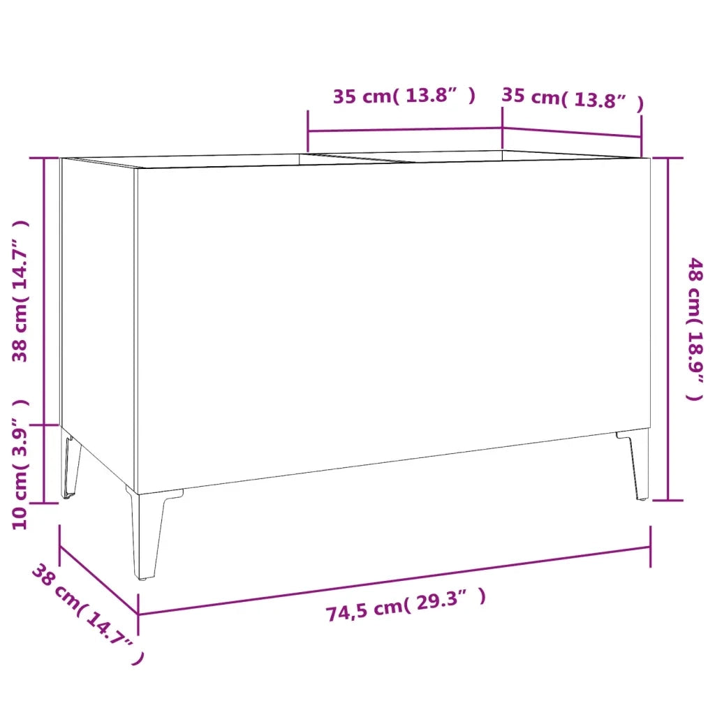 Mobile portadischi classico e multifunzionale per soggiorno/ufficio 74,5 x 38 x 48 cm legno composito grigio cemento 02_0049211