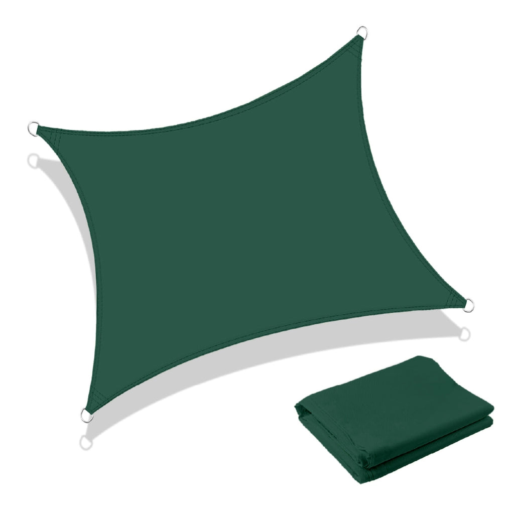 Tenda a Vela Ombreggiante Impermeabile con Anelli Rinforzati Copertura Sole per Giardino Terrazzo Balcone Patio Diverse Forme e Misure Verde - Quadrata3x3 Metri