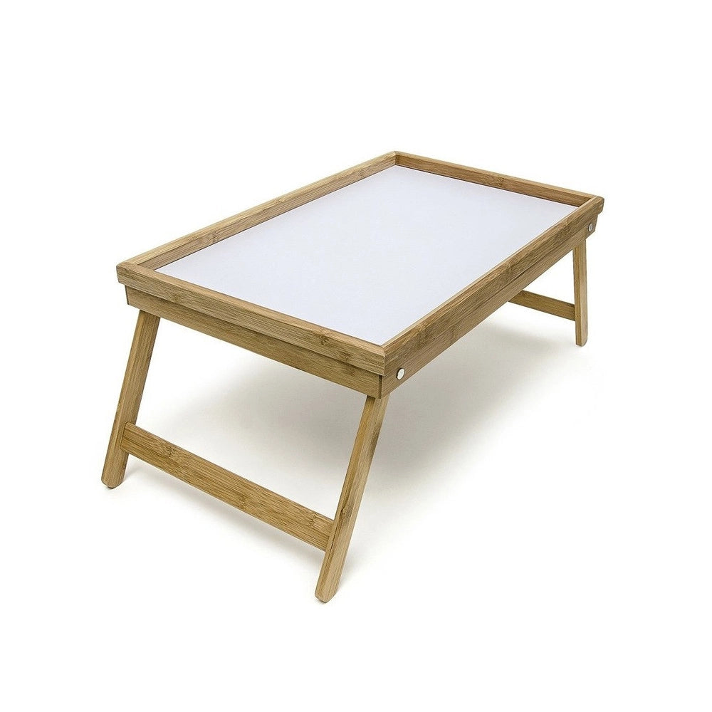 Trade Shop - Vassoio Da Letto Pieghevole In Legno Di Bambu' Bamboo Richiudibile 50 X 30 Cm -