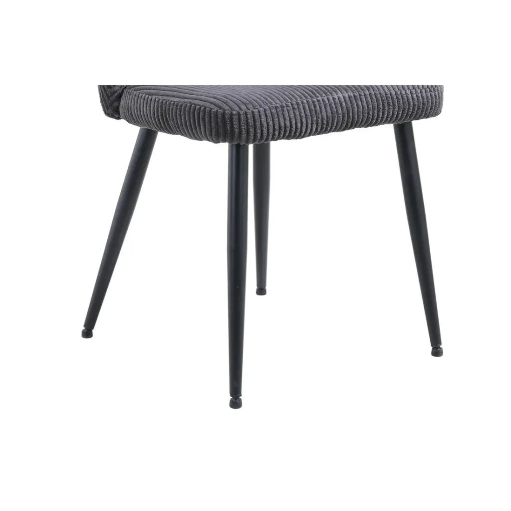 Sedia da pranzo TORONTO – Velluto a coste grigio – Piedi in metallo nero – Stile design