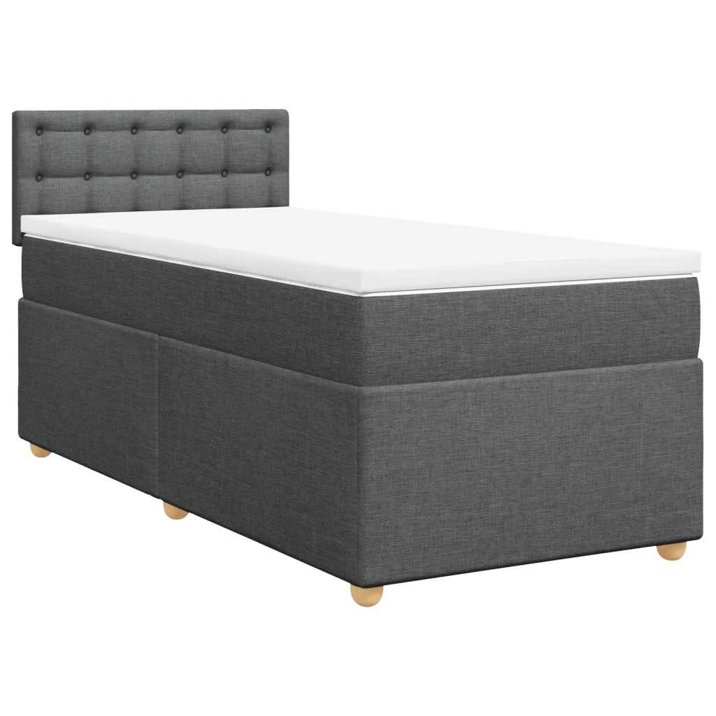 Giroletto a Molle con Materasso Grigio Scuro 100x200 cm Tessuto