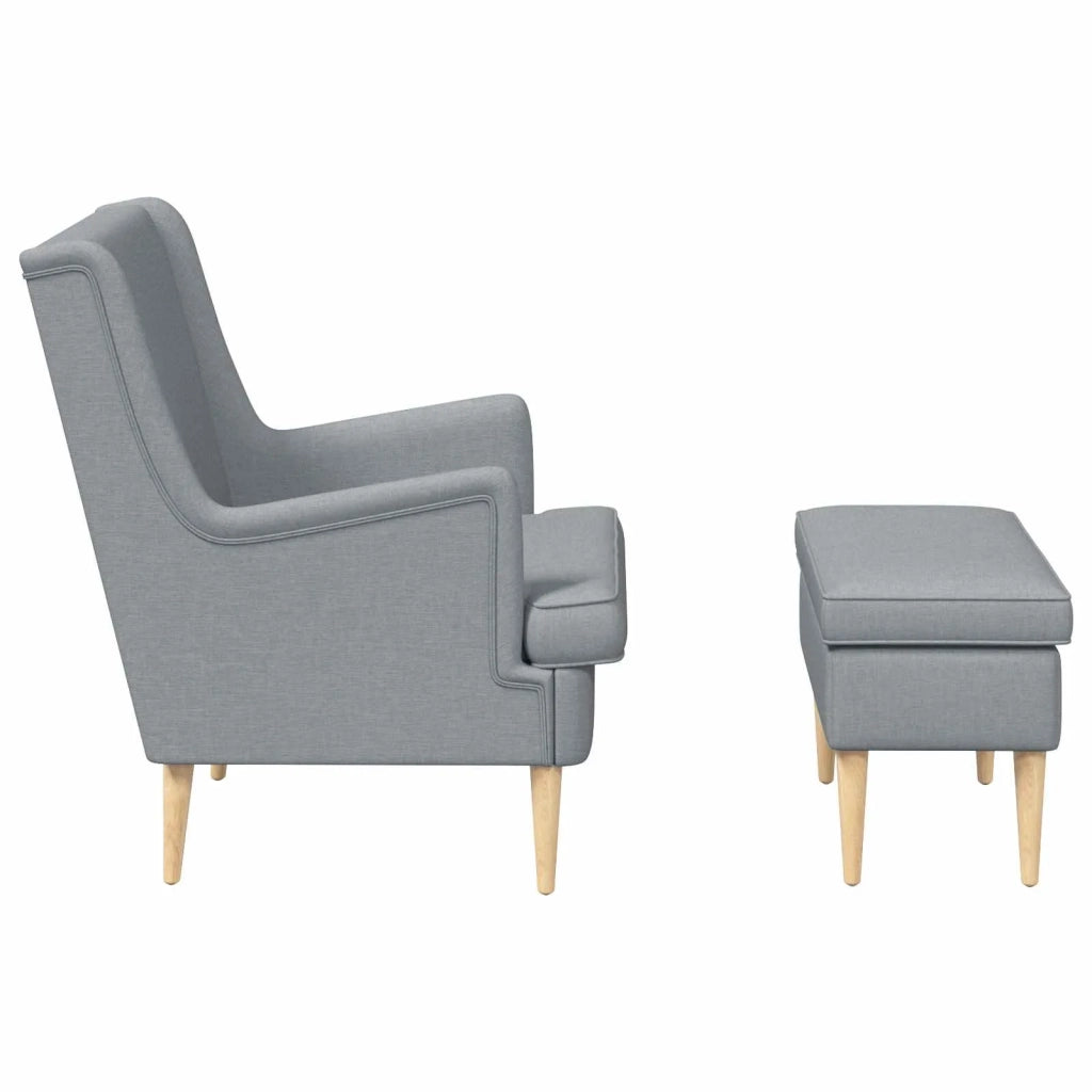 Poltrona con Ottomano 2 pz Grigio Chiaro Tessuto 3418811