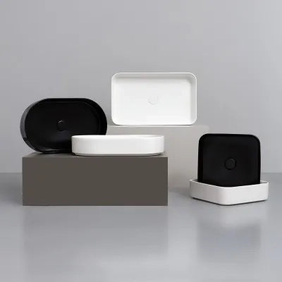 Lavabo da appoggio quadrato 40 in ceramica bianco opaco  Epsilon