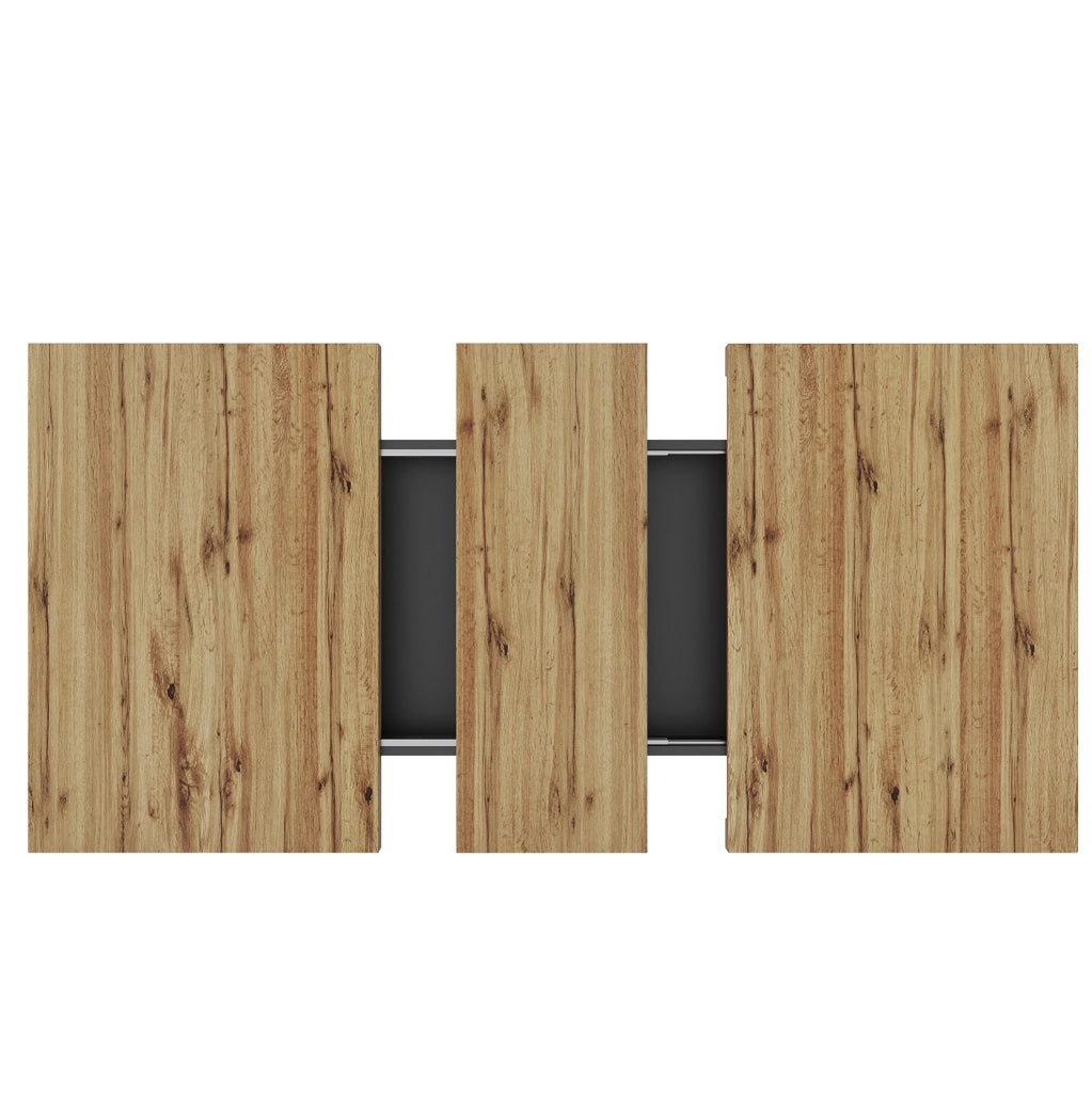 Tavolo allungabile 110-140x80x75 cm; in MDF e metallo; nero e naturale