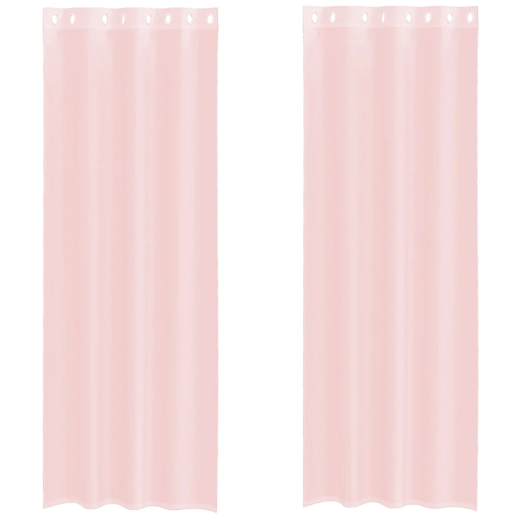 Tende in Voile con Occhielli 2 pz Rosa Chiaro 140x260 cm