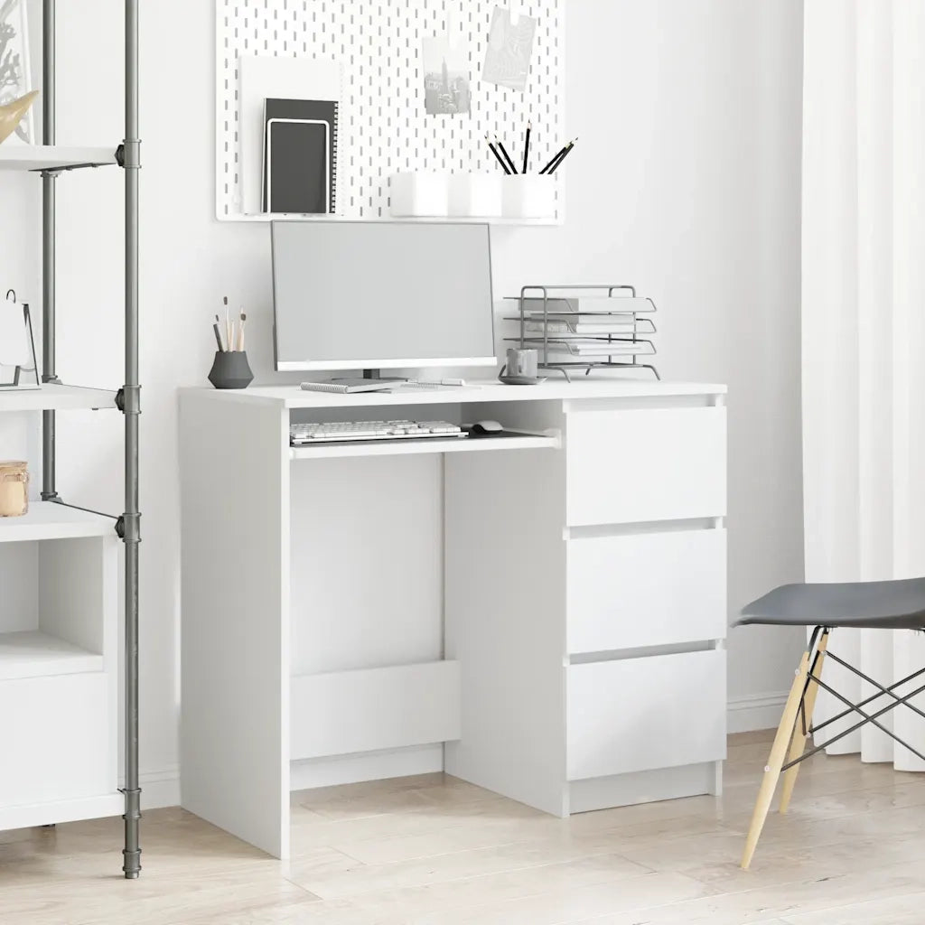 Scrivania Bianca 90x45x76 cm in Legno Multistrato 801373