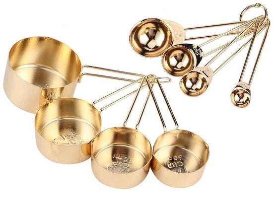 Set di 8 Spatole in Oro - Spatole in Metallo con Materiali Antiscivellamento - Aspetto Lussuoso - Sistema di Riposo Pratico - Spatole con Misura