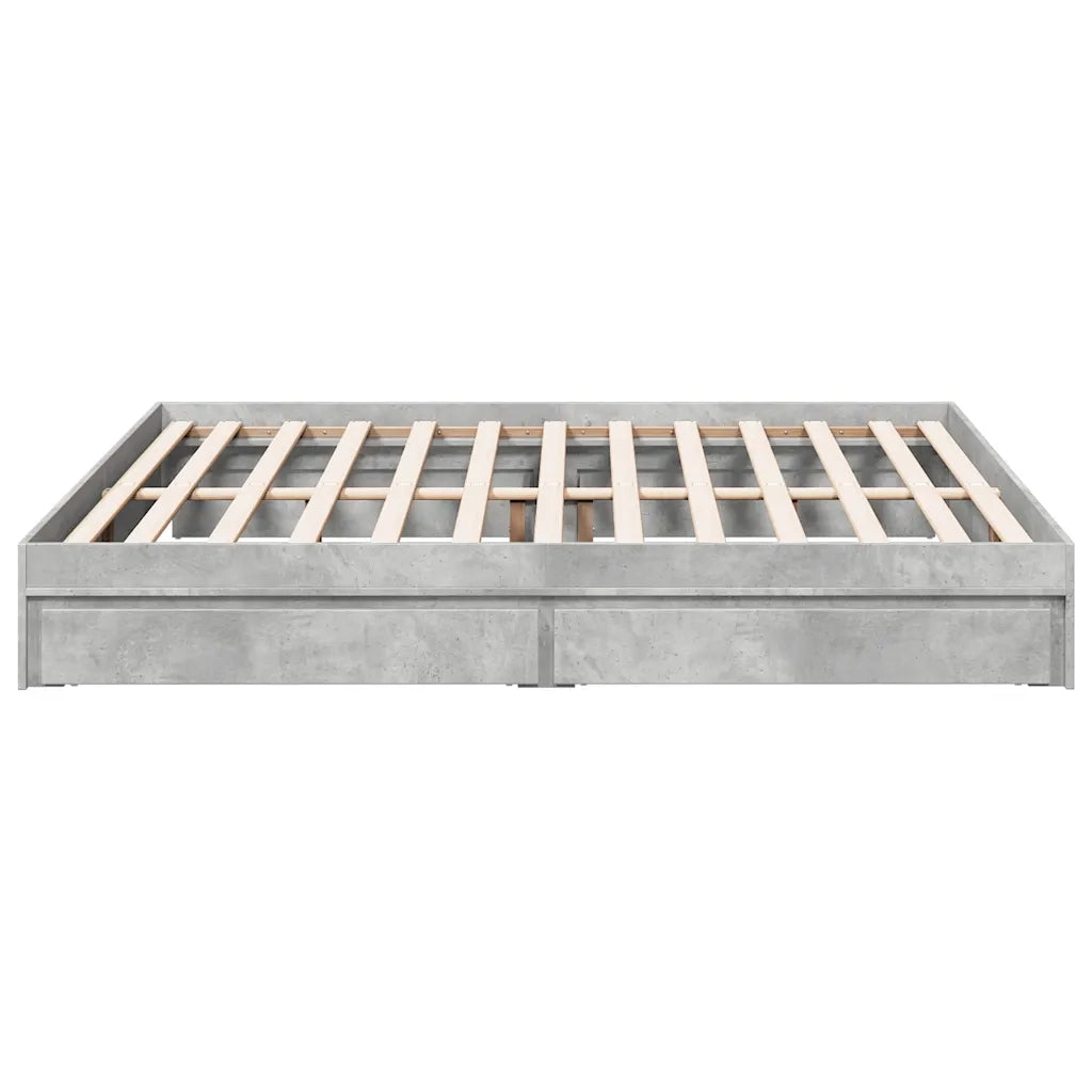 Giroletto Cassetti Grigio Cemento 180x200 cm Legno Multistrato