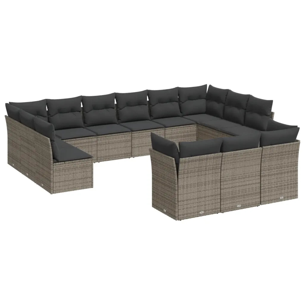 Set Divani da Giardino 13 pz con Cuscini Grigio in Polyrattan 3250289