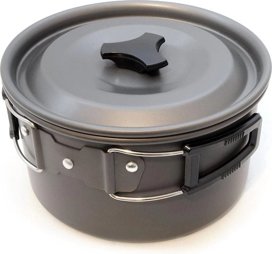 Set di Cucina da Campeggio Leggero 12 pezzi | Aluminio Antiruggine Rivestito | Servizi da Esterno per 1-2 Persone