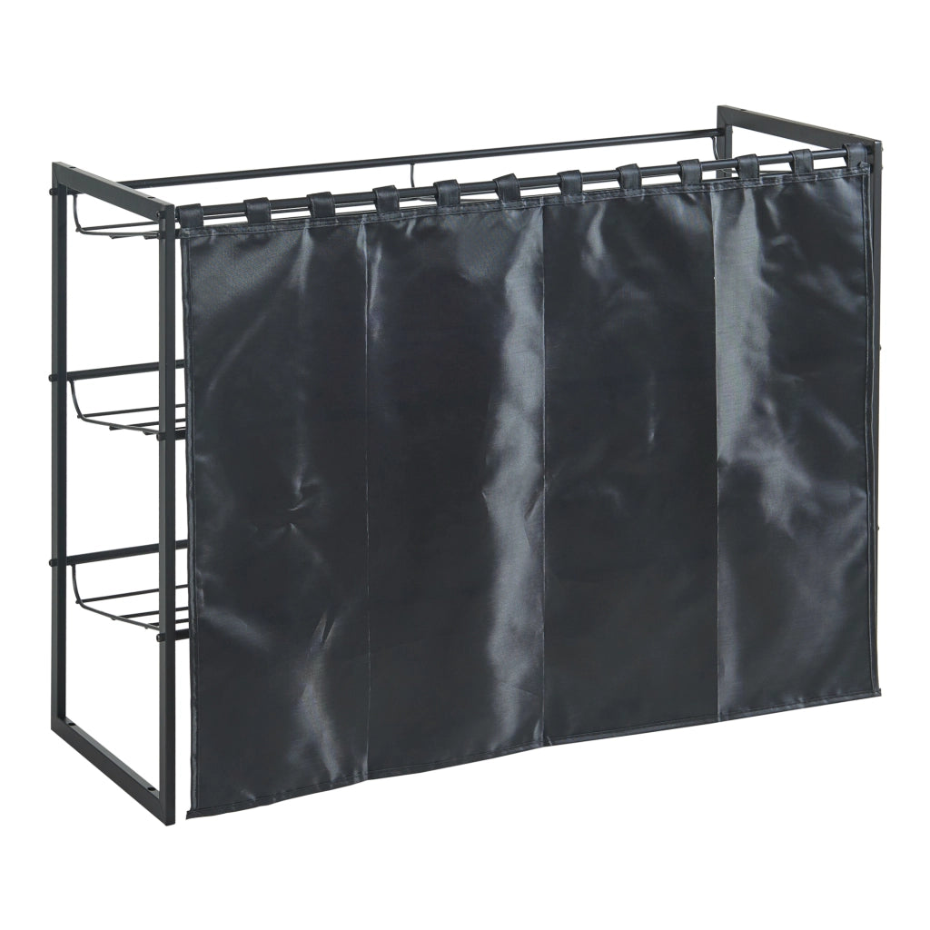 Scaffale Portascarpe Sel Scarpiera in Metallo con Tendina - Nero [en.casa]