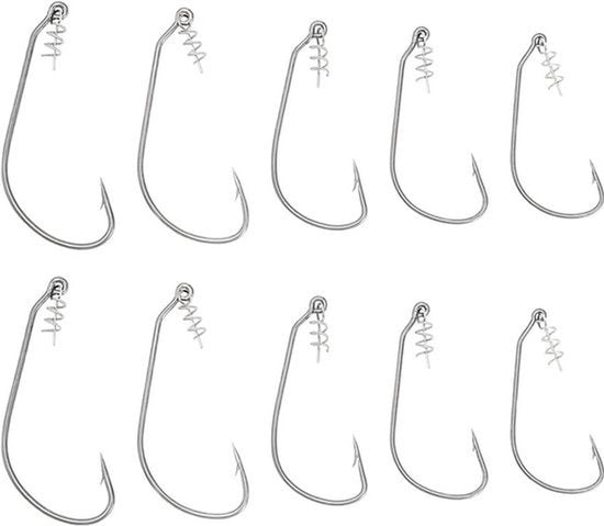 Kit di Twist Lock - 20 pezzi - Blocco Spring - Misura 1/0 2/0 3/0 4/0 5/0 - Materiale plastico morbido - Fili di seta - Adatto per ami - Colore o modello - Nero