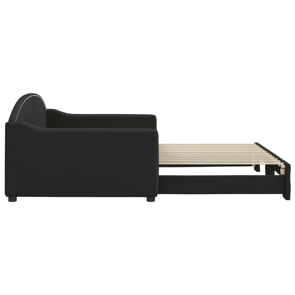 Divano Letto con Letto Estraibile Nero 100x200 cm in Tessuto 3197537