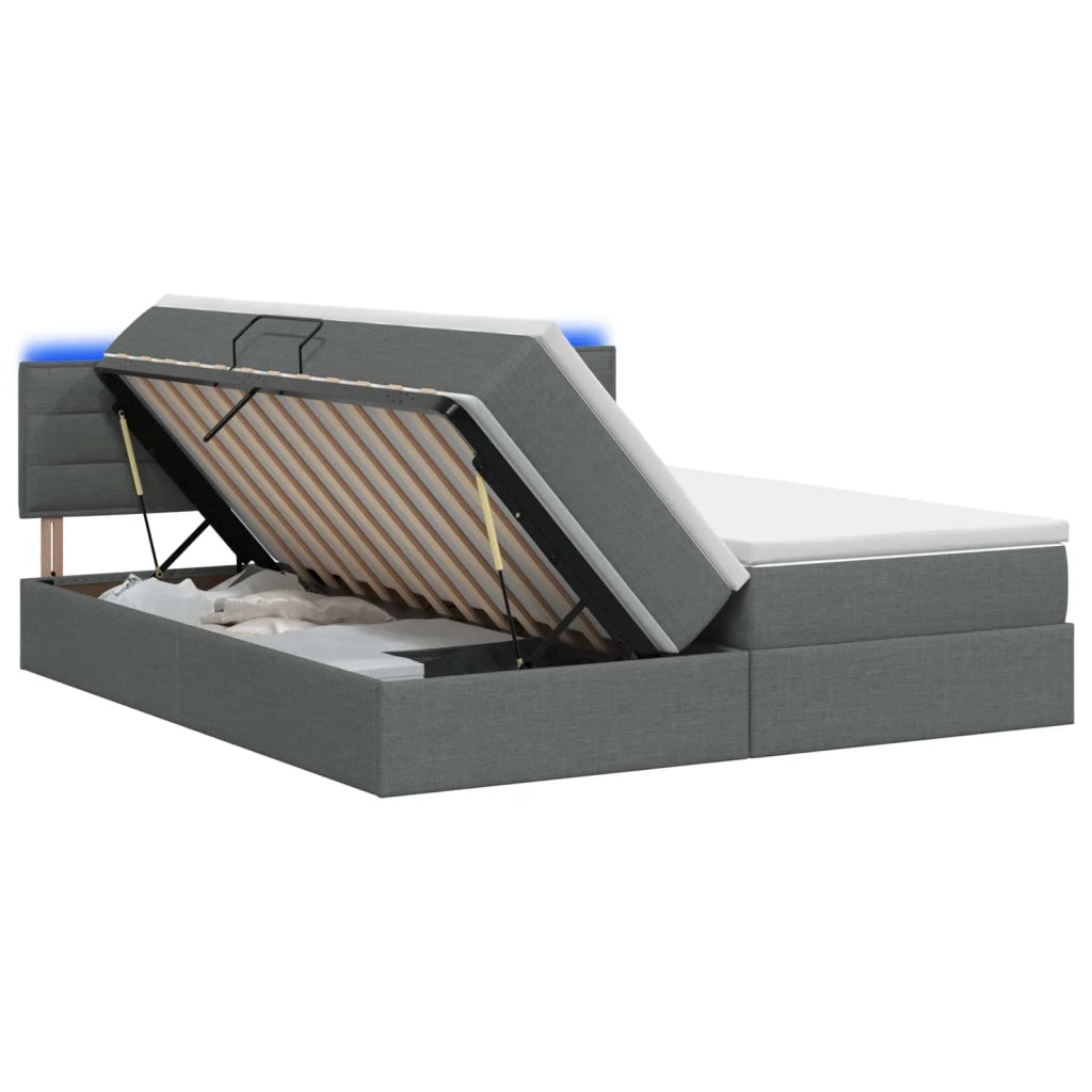 Letto con contenitore LED e materasso Grigio Scuro 200 x 200 cm 3459343