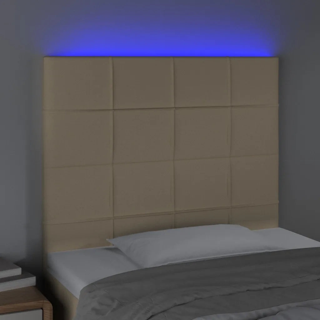 Testiera | Testata a LED Crema 100x5x118/128 cm in Tessuto