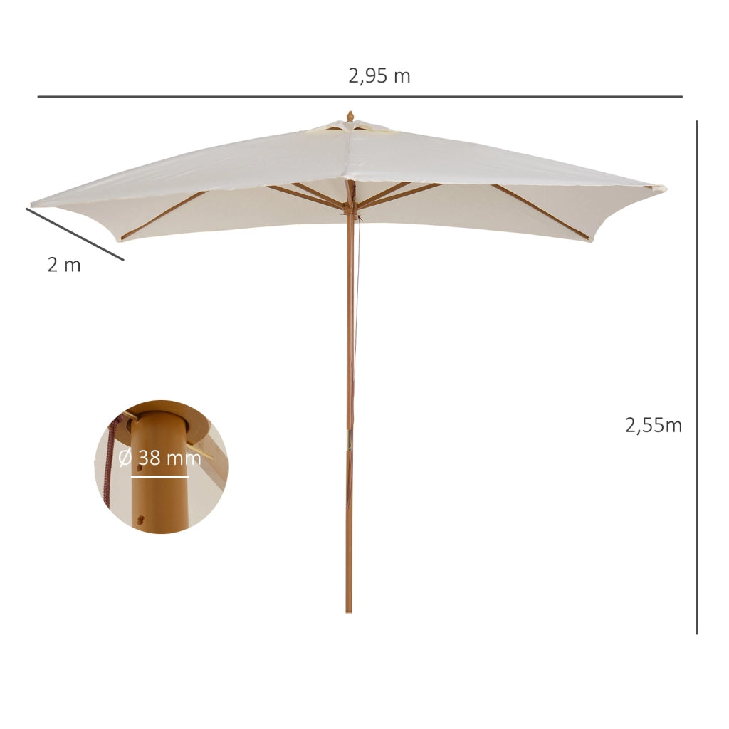 Parasole da giardino rettangolare doppio tetto ¨C zephmum ¨C crema 3x2 m