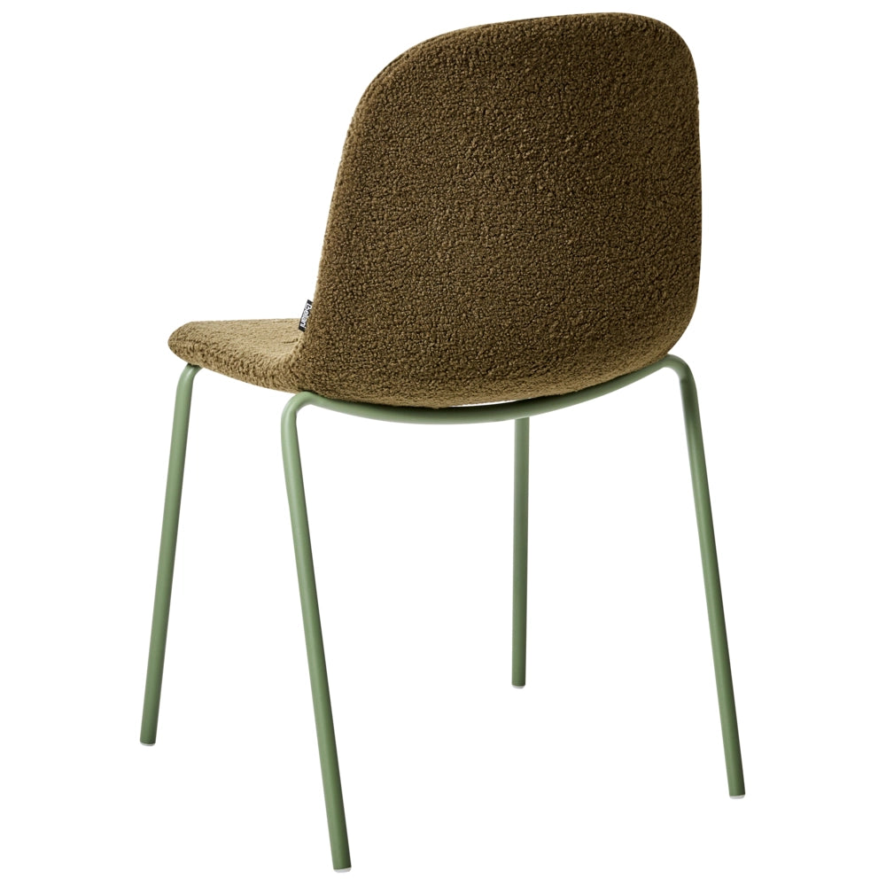 Set di 2 sedie da conferenza tappezzate in bouclé verde con gambe in ferro Impilabili Mobili da ufficio