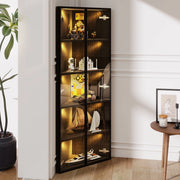 Vetrina con LED ¨C Xylo ¨C Nero, Vetro Temperato, 62x35x160 cm