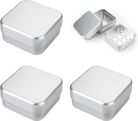 Pacchetto di 3 scatole quadrangolari in alluminio a tre strati, contenitore per lozioni, contenitore per lozioni da bagno, contenitore portatile per lozioni, adatto per viaggi, viaggi di lavoro, bagno (7,9 x 7,9 x 3,8 cm)