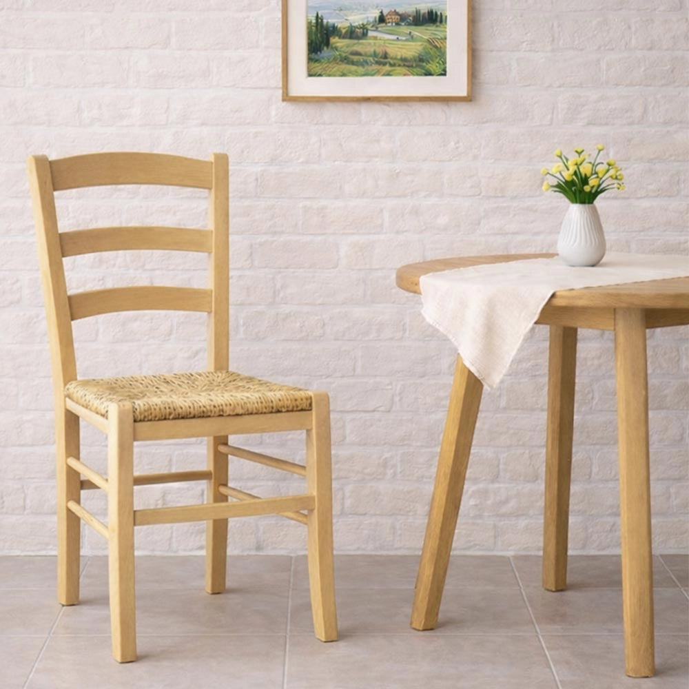 Sedia da sala da pranzo Paesana in legno colore naturale con seduta in paglia