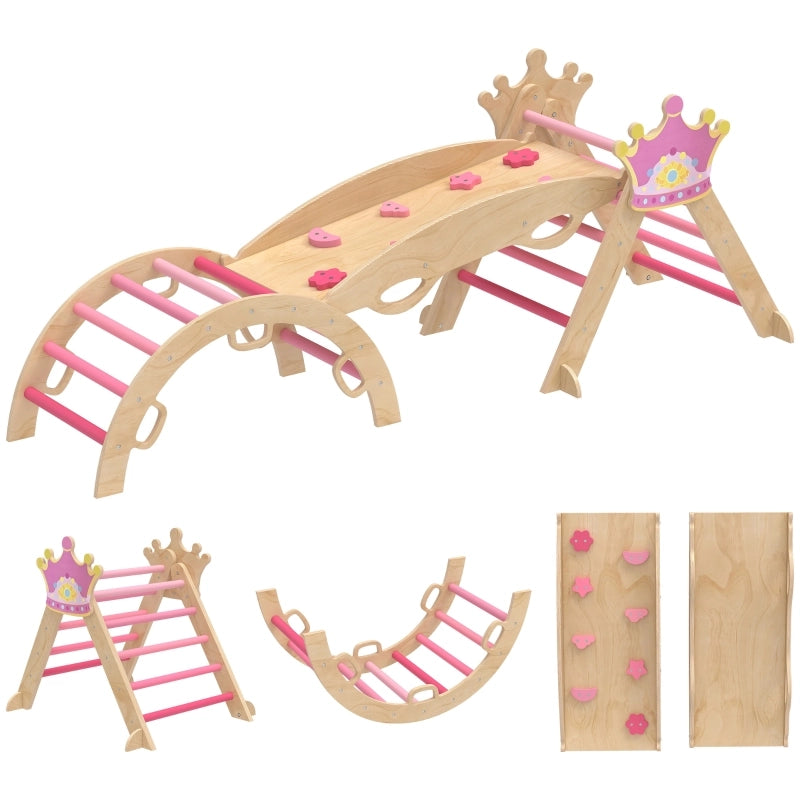 GIOCO DA ARRAMPICATA INDOOR 8-IN-1 98x44x19 cm Legno Rosa