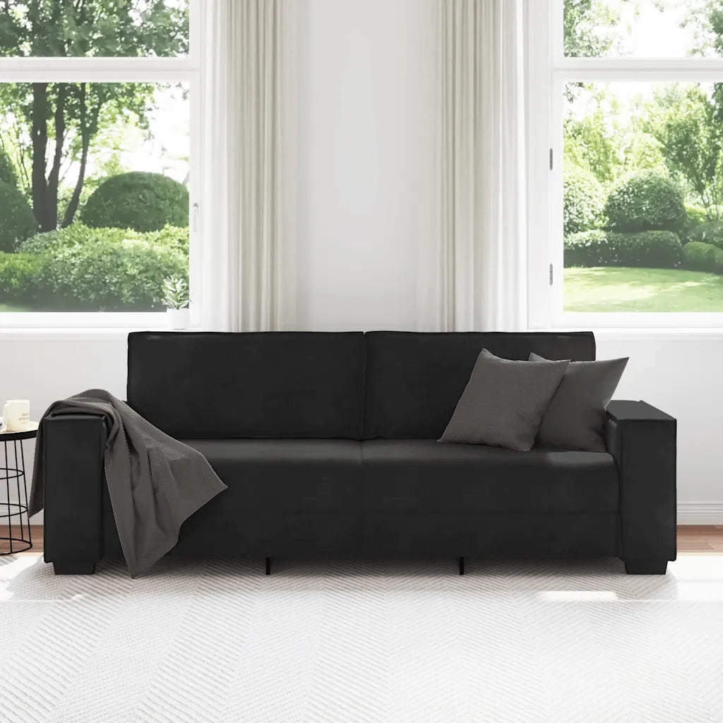 vidaXL Divano a 3 Posti Nero 180 cm in Velluto