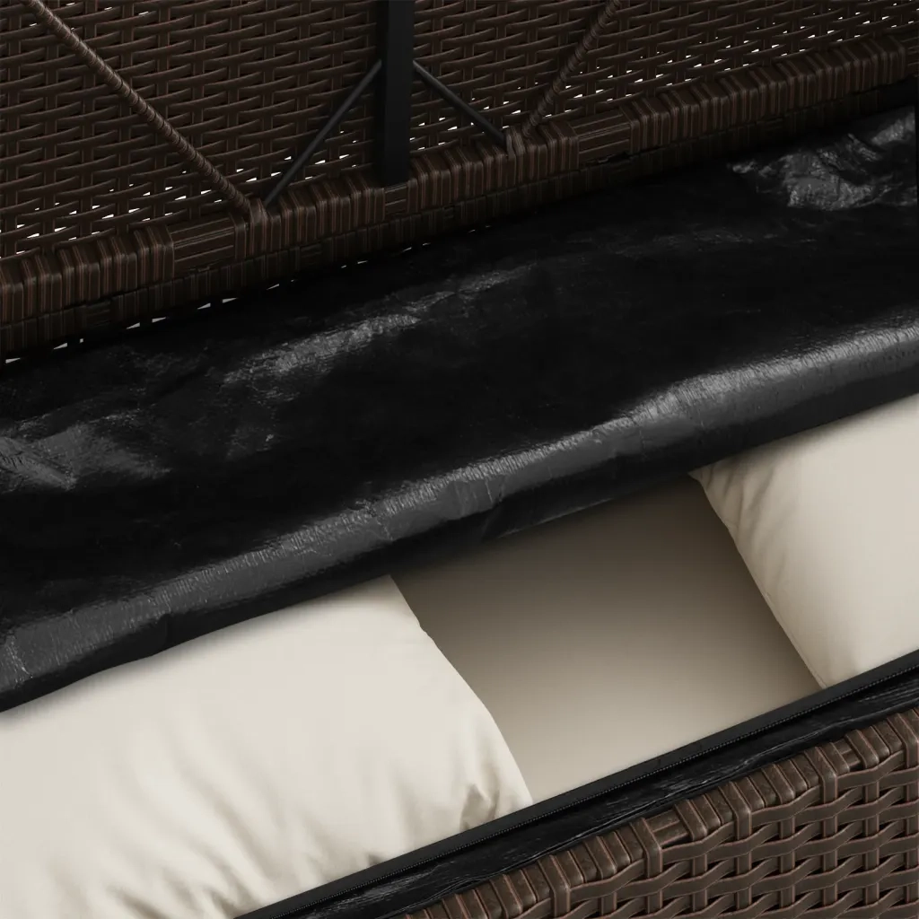 Panca da Giardino con Cuscini Marrone in Polyrattan 365762