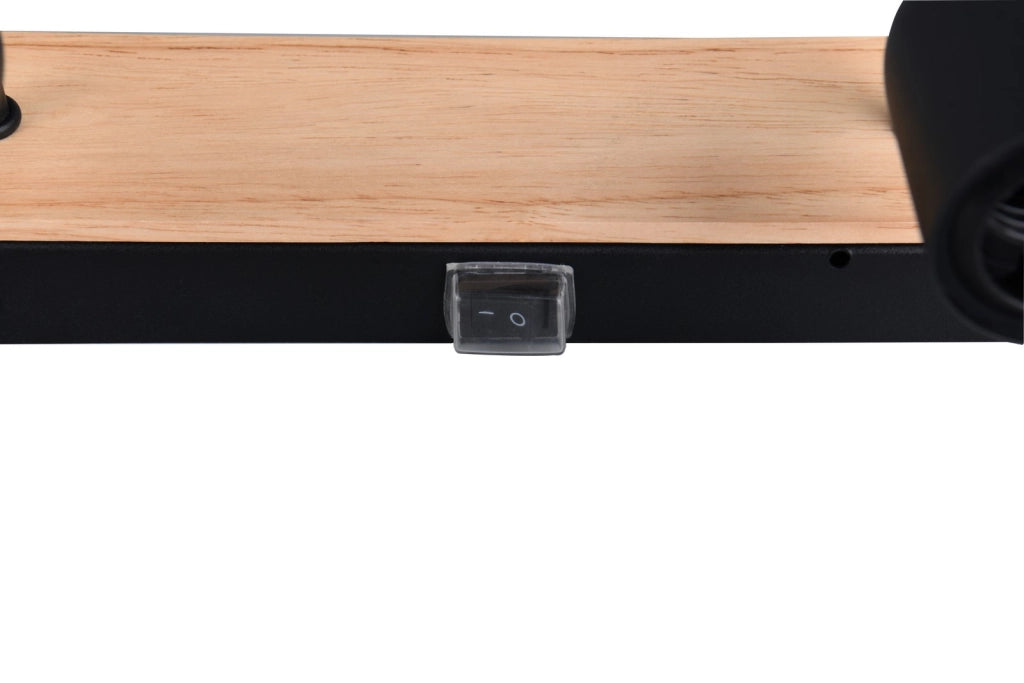Applique bagno industrial legno chiaro/nero 3xE27 IP44
