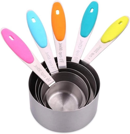 Set di 5 Misurini in Acciaio Inossidabile per Cucina e Cottura in Stile Americano