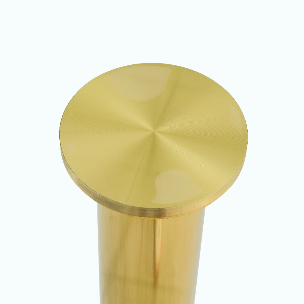 Tavolo da bar rotondo con piano in vetro trasparente e base in metallo, per casa e locali, oro trasparente, Ø 89 × 92 cm