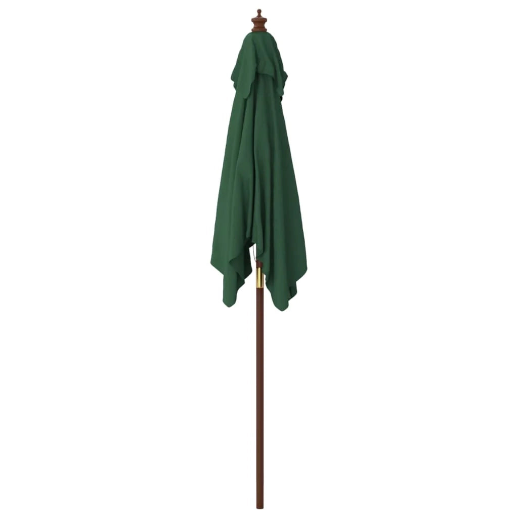 Ombrellone da giardino con palo in legno 198 x 198 x 231 cm verde 02_0008368