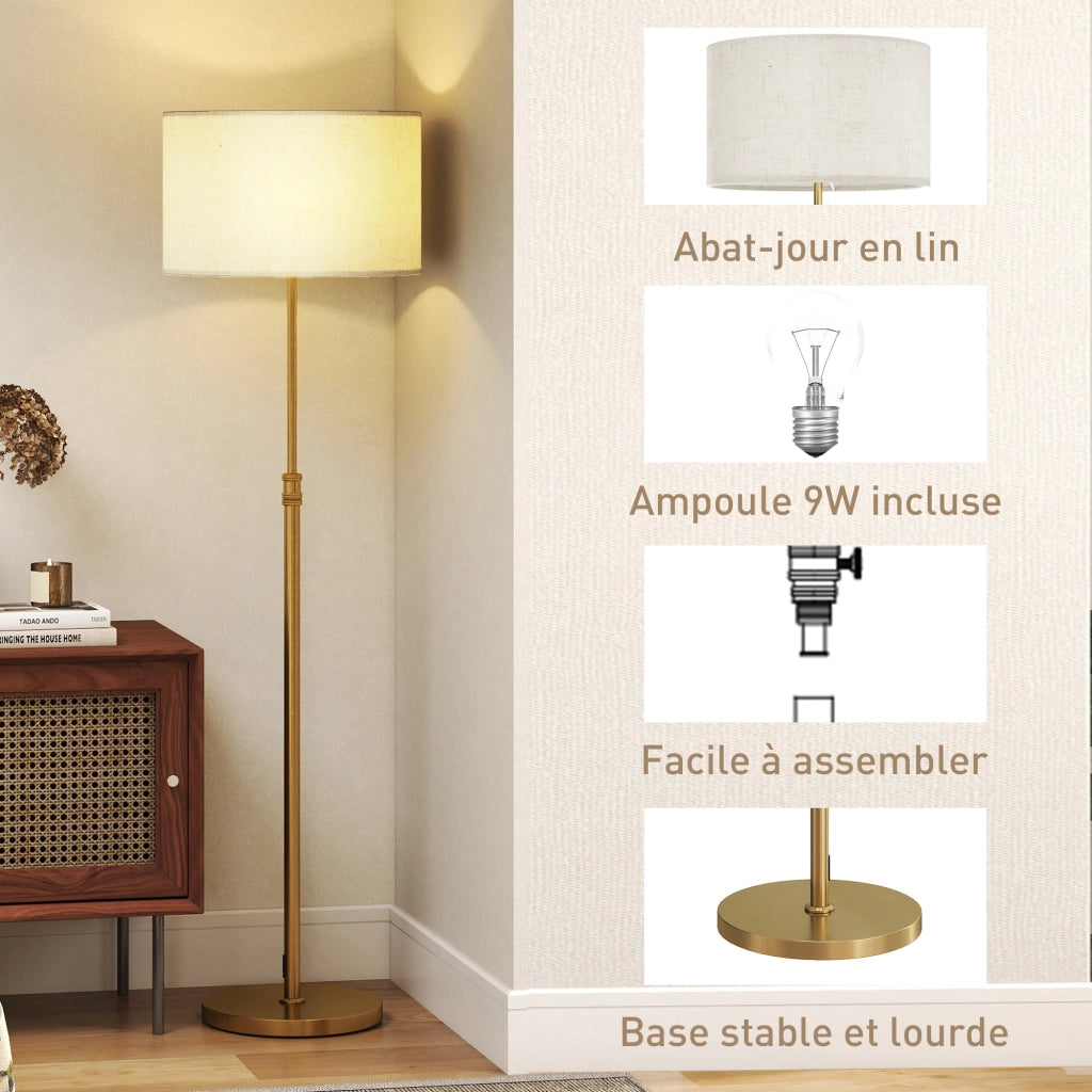 Lampada da terra dimmerabile con telecomando ¨C Xylo ¨C lino dorato regolabile 133-168cm