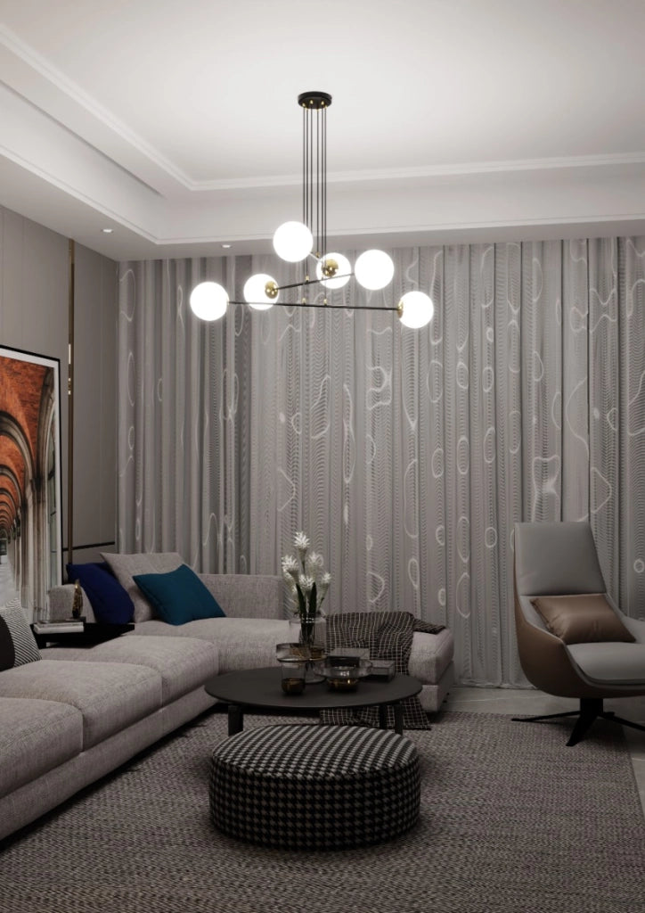 Lampadario Emibig Ognis 6 Nero 6xE14 Ø90cm regolabile